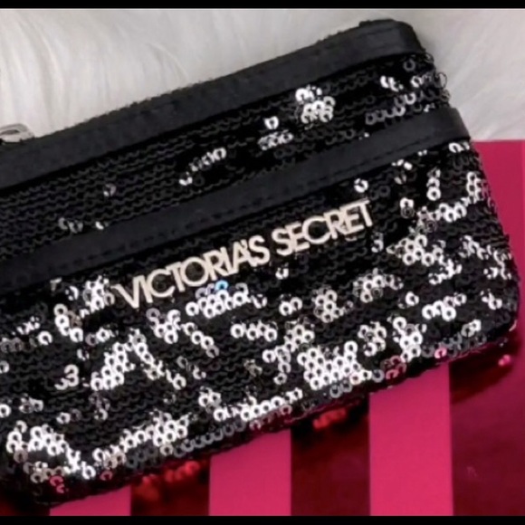 Victoria’s Secret Keychain Sequin Wallet Black - Picture 1 of 11